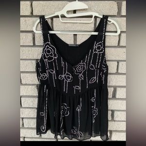 Barbara Bui black silk sleeveless blouse with sequins. Size S/38.EUC